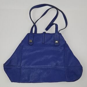 Stella & Dot Cobalt Blue Paris Market Tote - Large Leather Bag